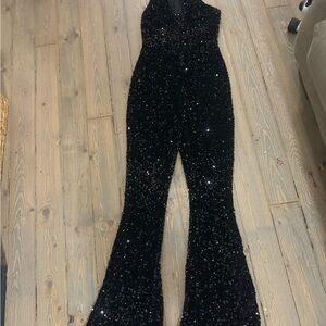 Elegant Black Sequin Jumpsuit